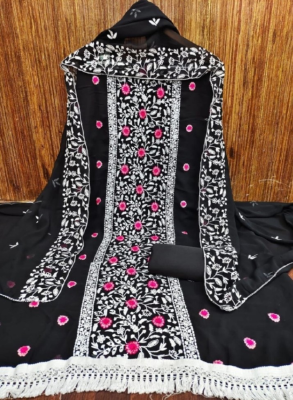 Georgeette Designer secuence Embroidery  Salwar kameez Body:Soft Georgette Salwar & Inner:Soft Butter Onla:Georgette Price:350 tk