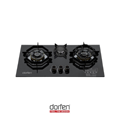 DORFEN Built-in-HOB Glass Top 3 Gas Burner, DF-GB3F (Best Price)