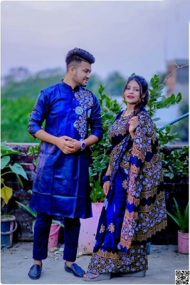 Dhupian Saree + Punjabi (Couple set)