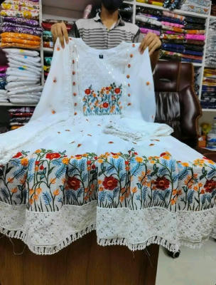 Jorjet with embroidery and sequence work readymade nayra cut