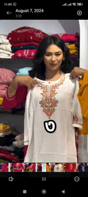 cotton with embroidery work readymade one pics size available