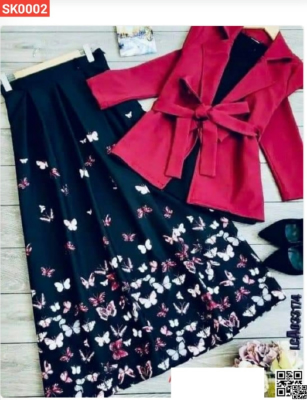 Samu silk with screen print readymade skart and tops