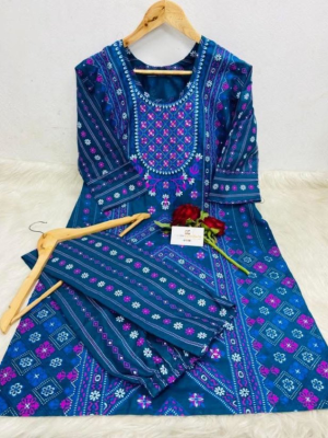 pure cotton with embroidery work readymade 2 pics size free Price 480 Same days booking