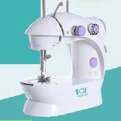  VOF CGSM202 PP Materials Mini Sewing Machine - Dual Speed Portable Mini Electric Pedal Double Threads Rewind Swing Machine