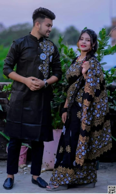 Dhupian Saree + Punjabi (Couple set)