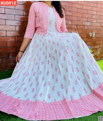 Lilen With Screen Print Readymade Kurti with Extra Koti