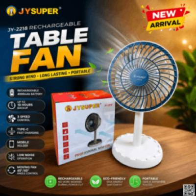 JYSUPER JY-2218 ইউএসবি রিচার্জেবল মিনি টেবিল ফ্যান