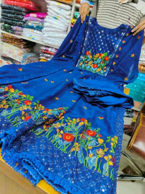 Jorjet with embroidery and sequence work readymade nayra cut