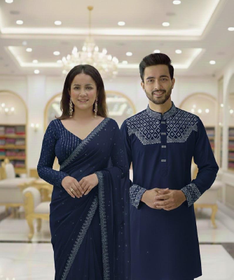 Amader nijesho production e toiri orginal china stige with sequence work panjabi size 40,42,44  Saree pure jorjet with stone work Blouse pure jorjet with sequence work price 1850 same days booking