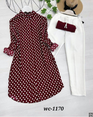 angla lilen with screen print readymade long shirt and pant 2 pics