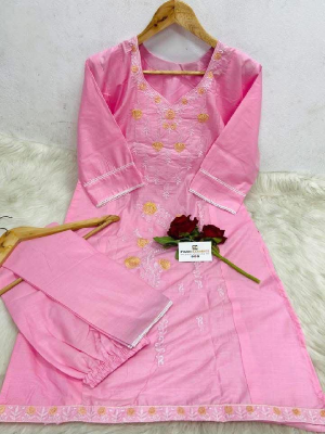 pure cotton with embroidery work readymade 2 pics size free Price 480 Same days booking
