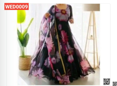 Tissue silk with screen print readymade gown 2 pics
