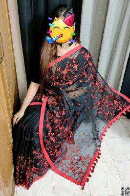 half silk with embroidery work saree