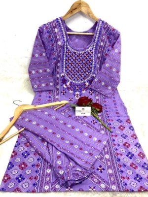 pure cotton with embroidery work readymade 2 pics size free Price 480 Same days booking