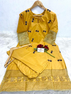 pure cotton with embroidery work readymade 2 pics size free Price 480 Same days booking