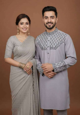 Amader nijesho production e toiri orginal china stige with sequence work panjabi size 40,42,44  Saree pure jorjet with stone work Blouse pure jorjet with stone work price 1950 same days booking