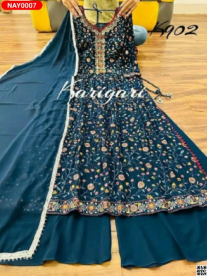 Lilen With Screen Print Nayra Cut With Embroydery Work Les