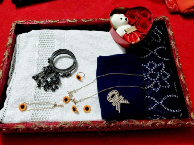 Amader nijesho production e toiri orginal chikenkari dress unstitched  Chundri orna, hijab,necklace  jumko churi,breachlet,ear ring,finger ring,love box,hijab price 1450 same days booking  Amader nijesho catalogue etai amader real pic