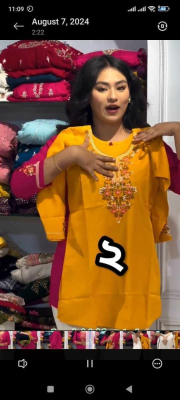 cotton with embroidery work readymade one pics size available