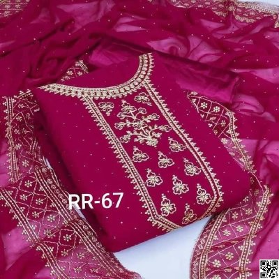 Jorjet with embroidery and stone work 4 pics