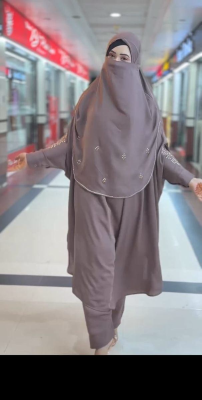 Dubai cherry with embroidery work khimar, nikab and plazo