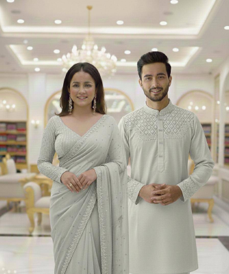 Amader nijesho production e toiri orginal china stige with sequence work panjabi size 40,42,44  Saree pure jorjet with stone work Blouse pure jorjet with sequence work price 1850 same days booking