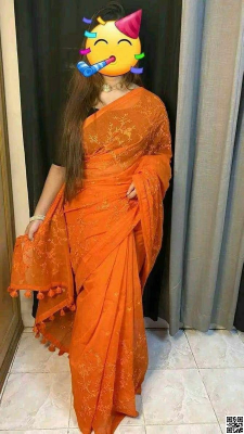 half silk with embroidery work saree