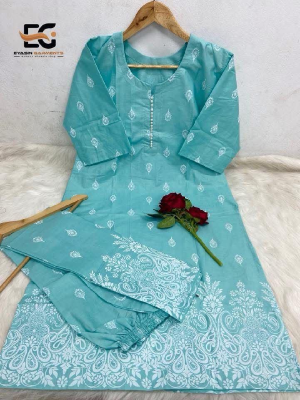 pure cotton with embroidery work readymade 2 pics size free Price 480 Same days booking