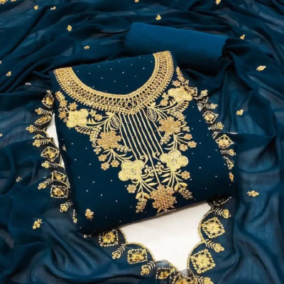 Georgeette Designer secuence Embroidery  Salwar kameez Body:Soft Georgette Salwar & Inner:Soft Butter Onla:Georgette Price:350 tk