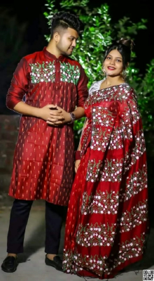 Dhupian Saree + Punjabi (Couple set)