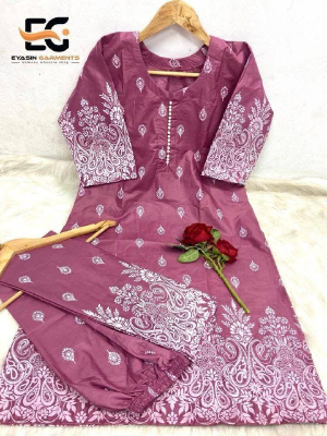 pure cotton with embroidery work readymade 2 pics size free Price 480 Same days booking