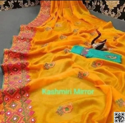Original indian Kashmiri mirror saree with blouse pics