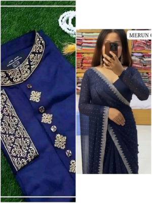 Amader nijesho production e toiri orginal china stige with embroidery work  work panjabi size 40,42,44  Saree pure jorjet with stone work Blouse pure jorjet with stone work price 1750 same days booking