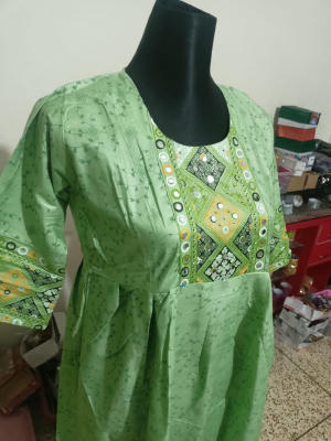 Amader nijesho production e toiri pure cotton with screen and mirror work readymade nayra cut one pics