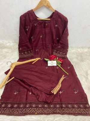 pure cotton with embroidery work readymade 2 pics size free Price 480 Same days booking