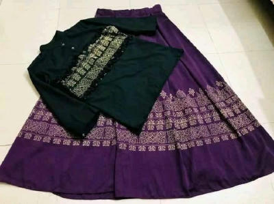 China lilen with screen print tops and skart