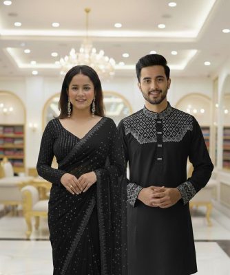 Amader nijesho production e toiri orginal china stige with sequence work panjabi size 40,42,44  Saree pure jorjet with stone work Blouse pure jorjet with sequence work price 1850 same days booking