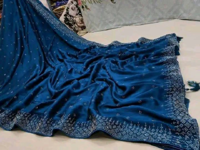 ALLOVER SWAROVSKI STONE WORK SAREES ON SATIN WITH BLOUSE PIECE