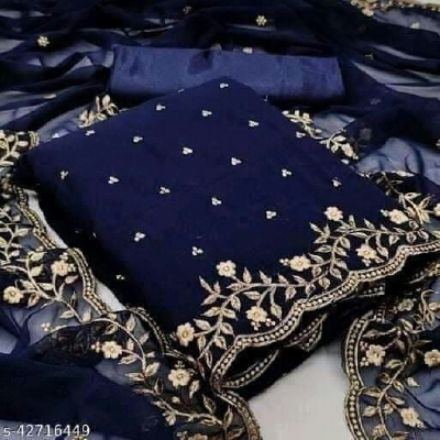 Jorjet with embroidery work unstitched 4 pics
