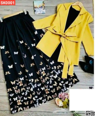 Samu silk with screen print readymade skart and tops