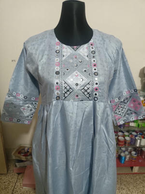 Amader nijesho production e toiri pure cotton with screen and mirror work readymade nayra cut one pics