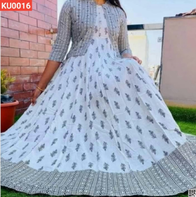 Lilen with screen Print Readymade Kurti with Extra Koti.